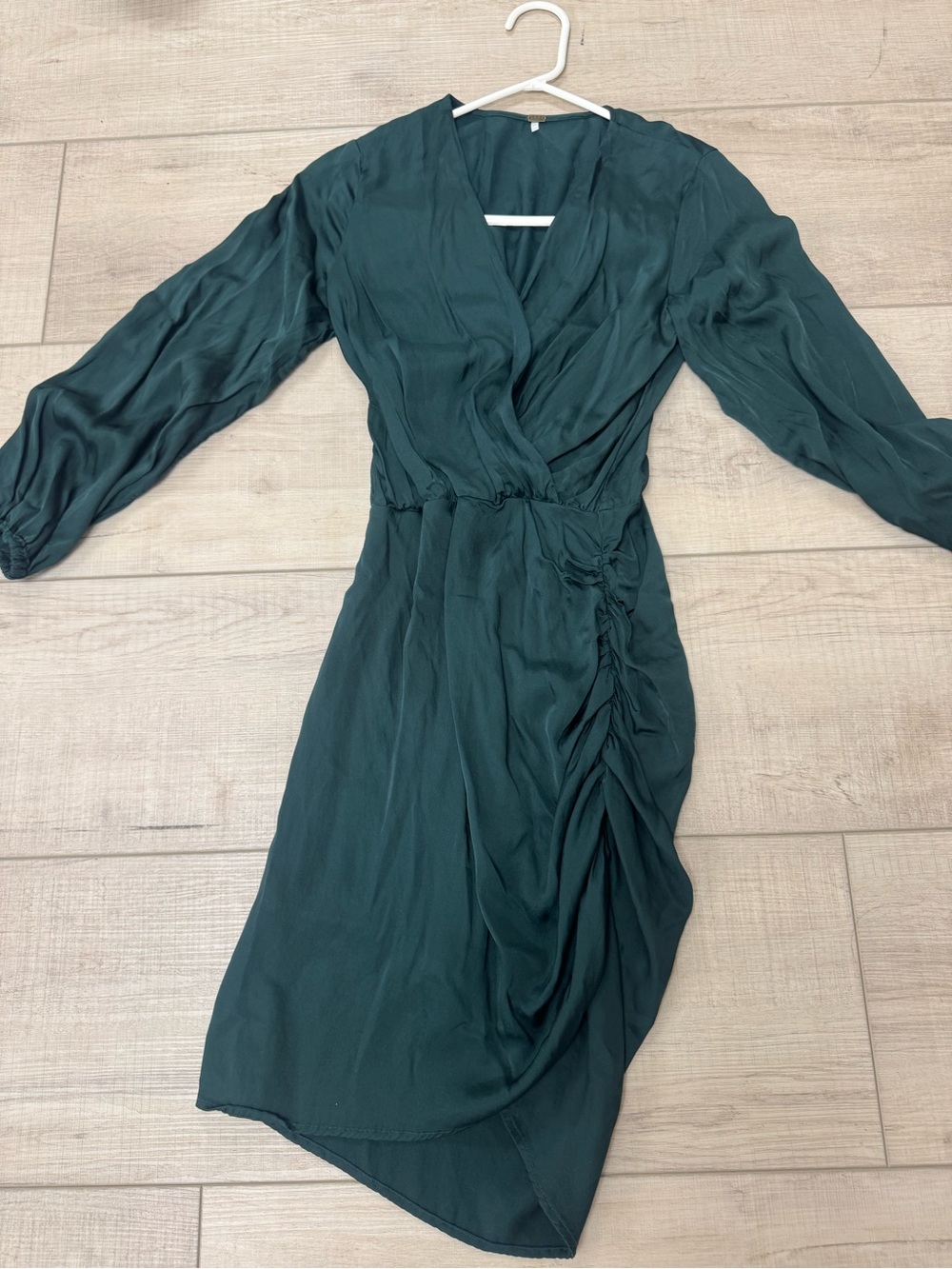 Young Fabulous & Broke Forest Green Wrap Dress with Long Sleeves